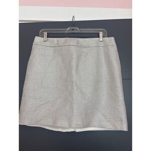 White House Black Market Metallic Tweed A-Line Mini‎ Skirt Size 10 Silver
